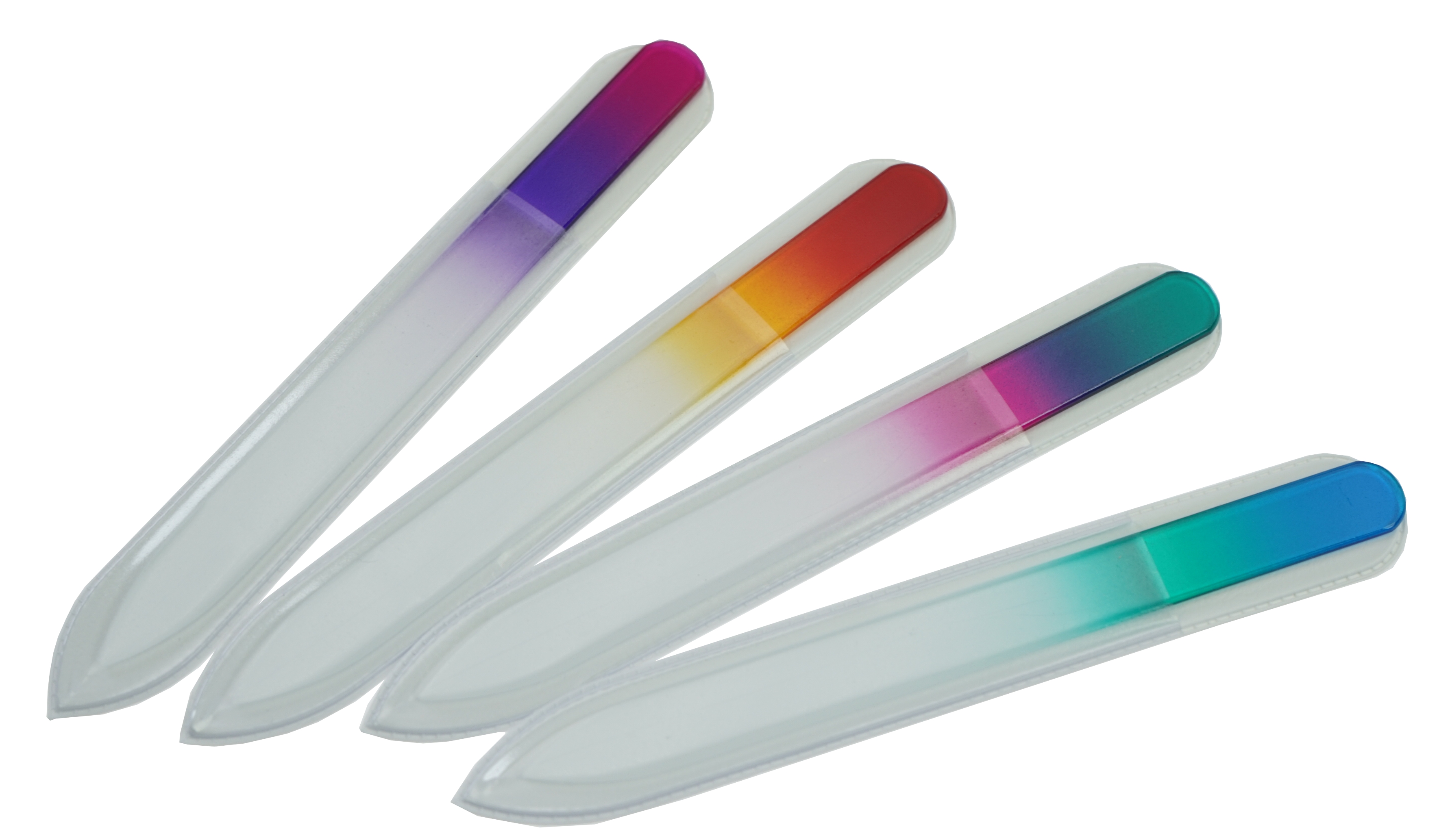 Glasfeile mit Farbverlauf (farbig sortiert)